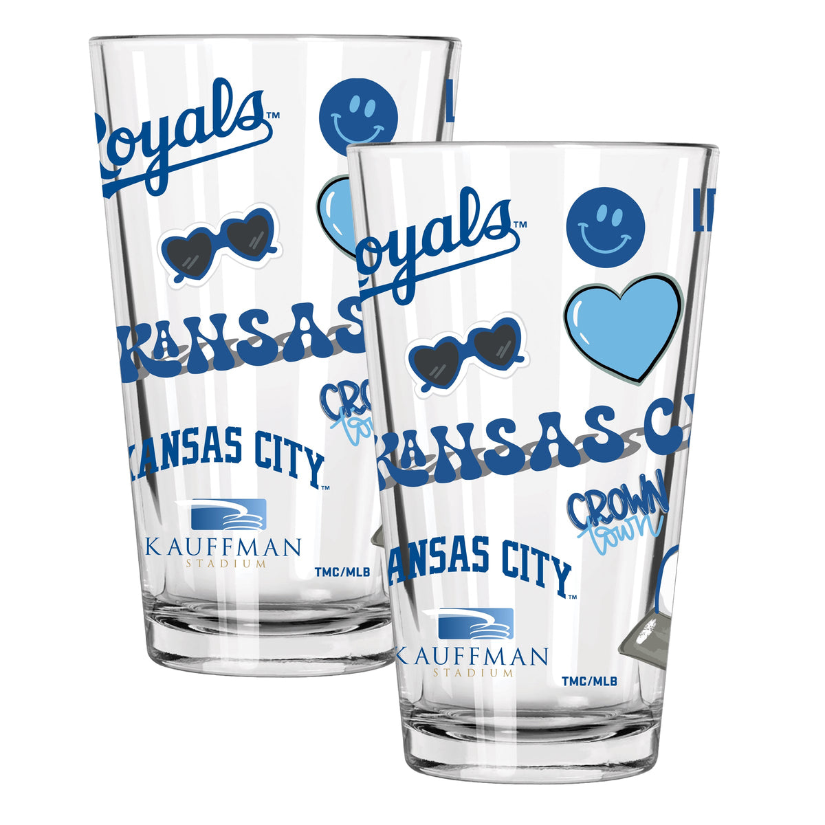 2pk 16oz Pint Glass, Direct Print, Loco Design | Kansas City Royals