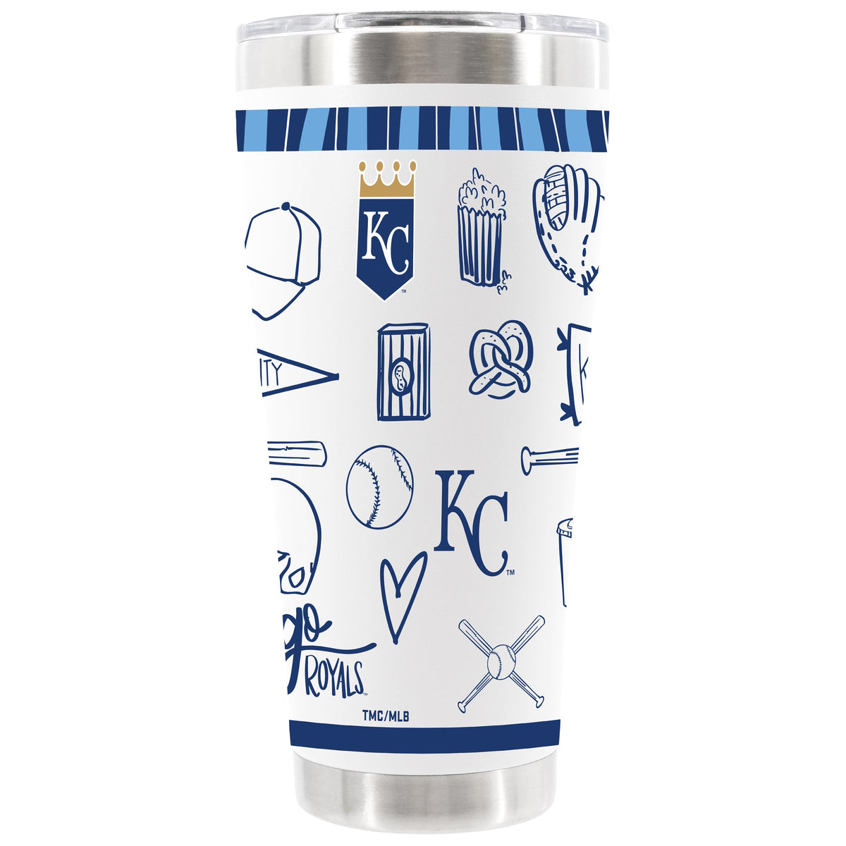 30oz White Stainless Steel Tumbler, Direct Print, Sketchpad Design | Kansas City Royals