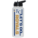 34oz White Quencher Bottle, DP, Let's Go Team Dash, Kansas City Royals