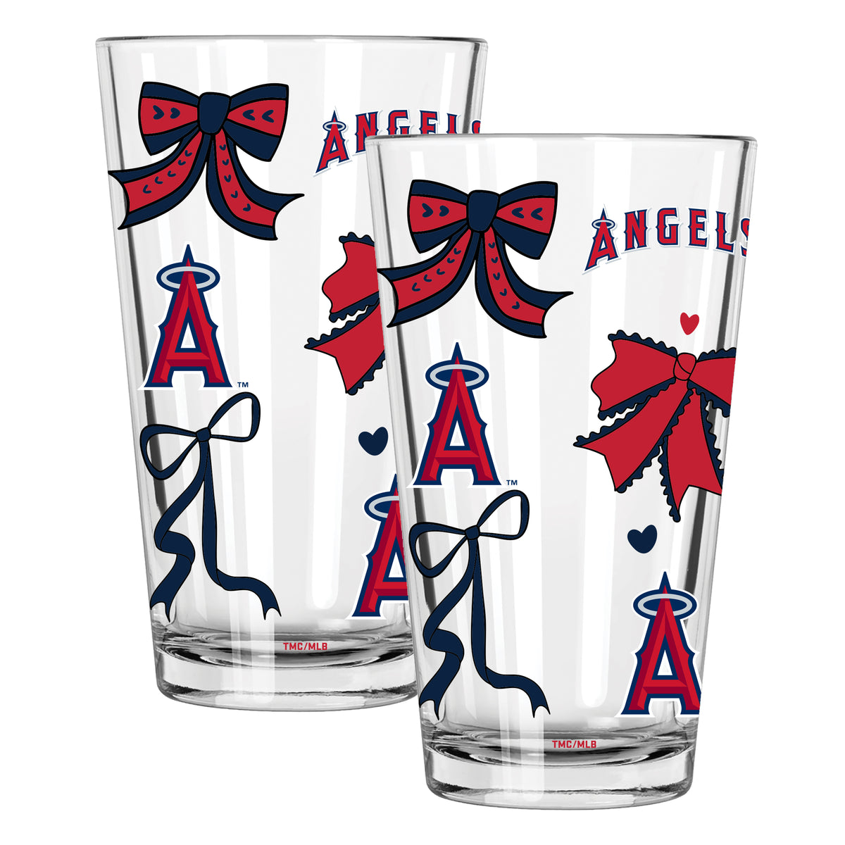  Angels 2pk 16oz Bow Pint Glass 