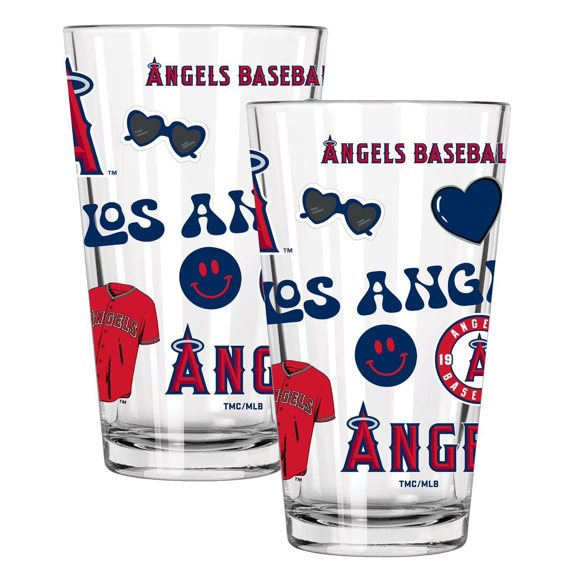 2pk 16oz Pint Glass, Direct Print, Loco Design | Los Angeles Angels