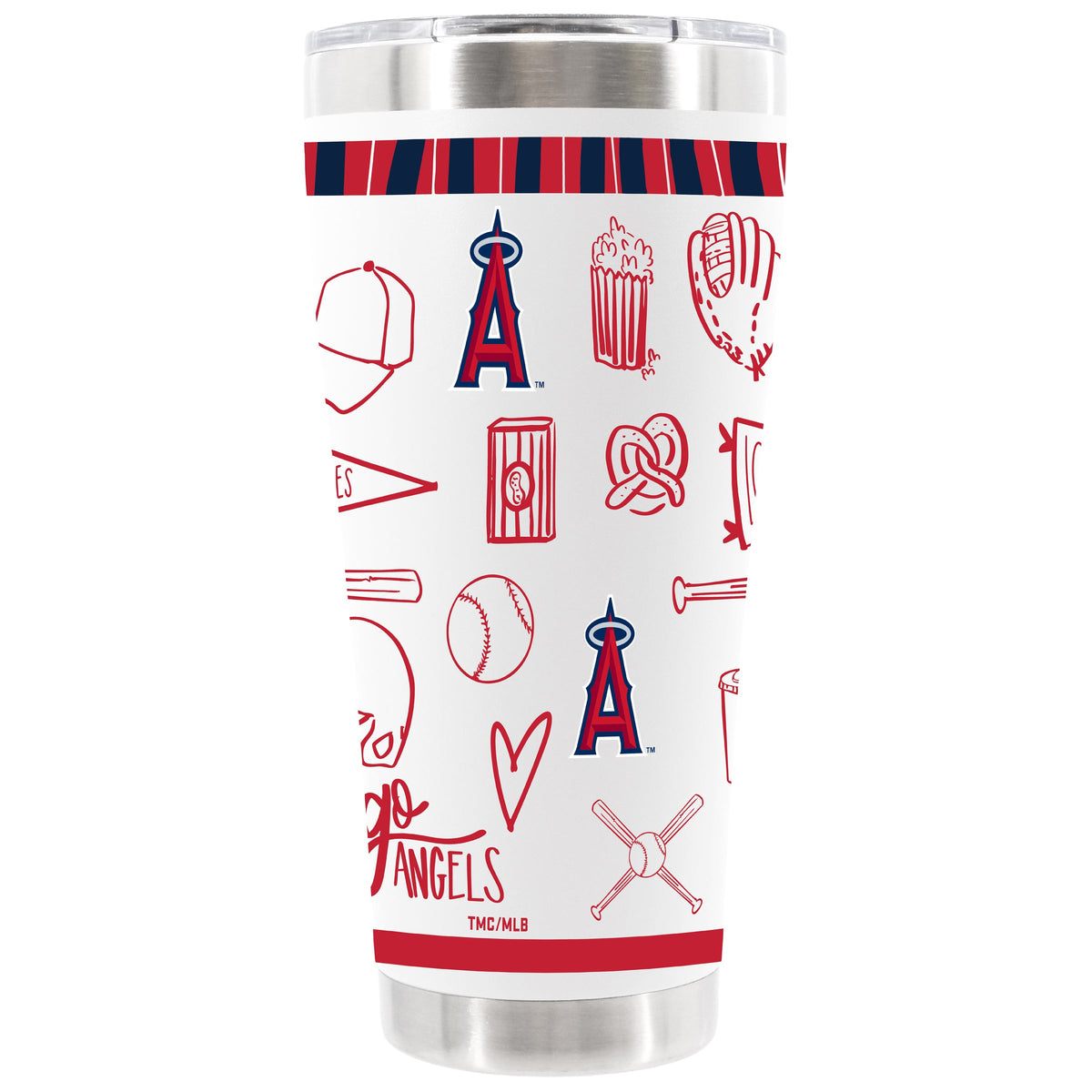 30oz White Stainless Steel Tumbler, Direct Print, Sketchpad Design | Los Angeles Angels