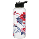 34oz White Quencher Water Bottle, Direct Print, Flowers Design | Los Angeles Angels