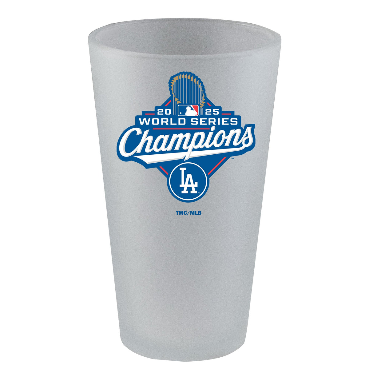 16oz White Frosted Pint Glass, MLB World Series Champs 2025, Direct Print, Los Angeles Dodgers