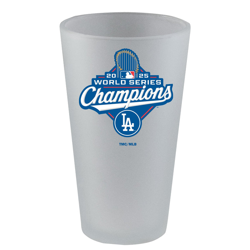 16oz White Frosted Pint Glass, MLB World Series Champs 2025, Direct Print, Los Angeles Dodgers