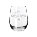 15oz Stemless Wine Glass, MLB National League Champs 2025, Etched, Los Angeles Dodgers