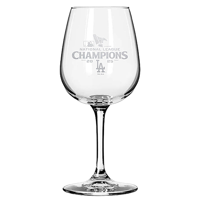 12.75oz Stemmed Wine Glass, MLB National League Champs 2025, Etched, Los Angeles Dodgers