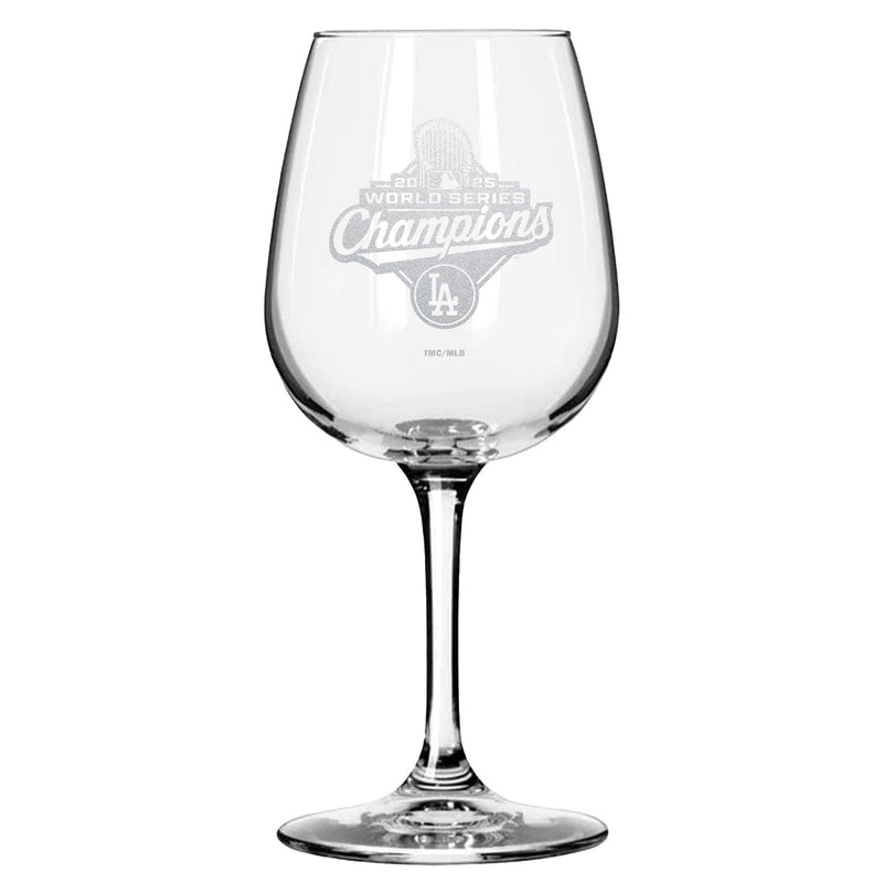 12.75oz Stemmed Wine Glass, MLB World Series Champs 2025, Etched, Los Angeles Dodgers