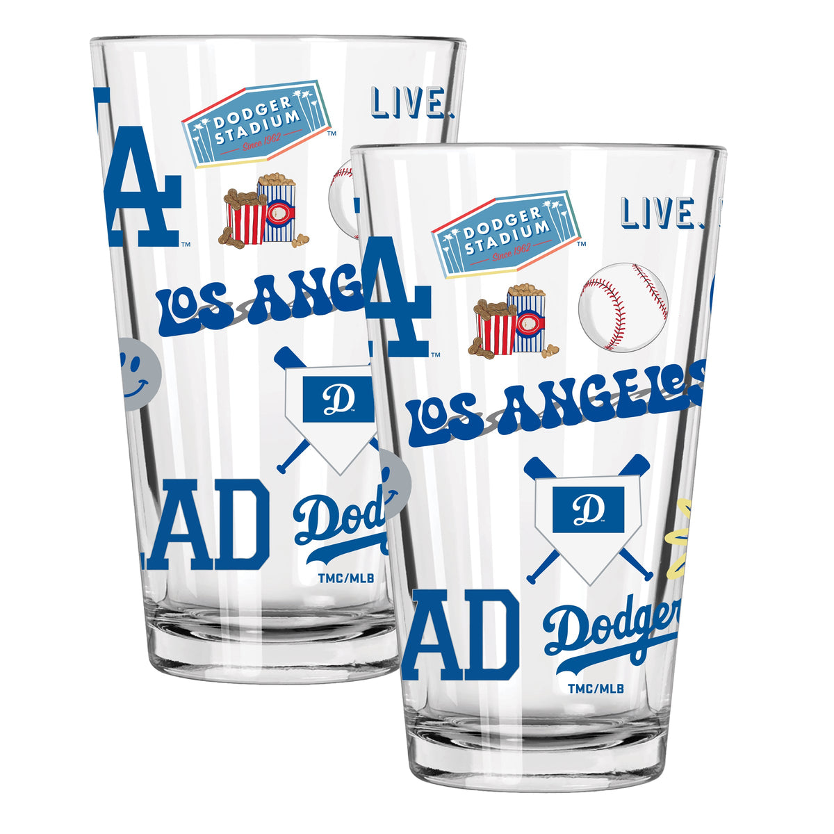 2pk 16oz Pint Glass, Direct Print, Loco Design | Los Angeles Dodgers