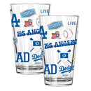 2pk 16oz Pint Glass, Direct Print, Loco Design | Los Angeles Dodgers