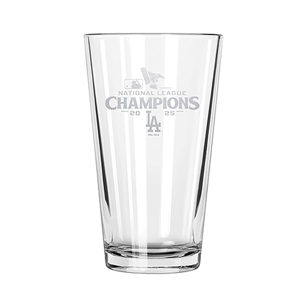 16oz Pint Glass, MLB National League Champs 2025, Etched, Los Angeles Dodgers