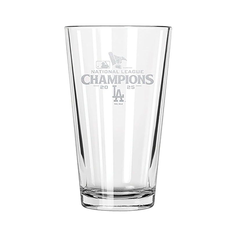 16oz Pint Glass, MLB National League Champs 2025, Etched, Los Angeles Dodgers