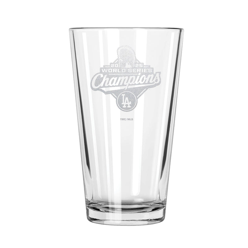 16oz Pint Glass, MLB World Series Champs 2025, Etched, Los Angeles Dodgers