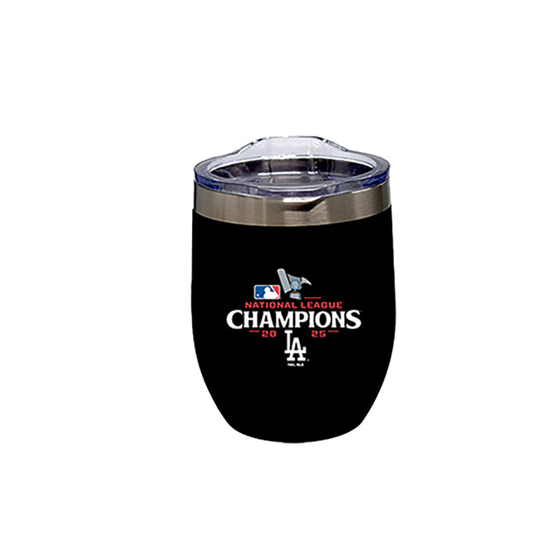 12oz Black Stainless Steel Stemless Tumbler, MLB National League Champs 2025, Direct Print, Los Angeles Dodgers