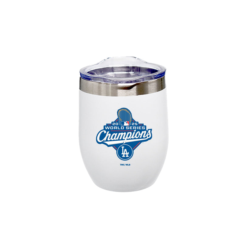 12oz White Stainless Steel Stemless Tumbler, MLB World Series Champs 2025, Direct Print, Los Angeles Dodgers