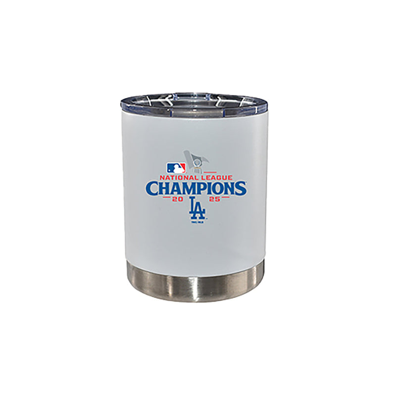 12oz White Stainless Steel Lowball Tumbler, MLB National League Champs 2025, Direct Print, Los Angeles Dodgers