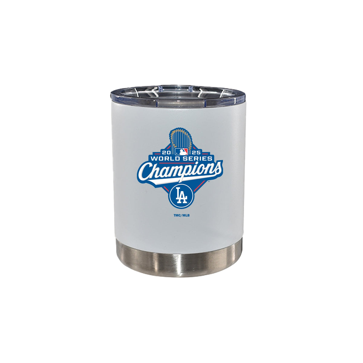 12oz White Stainless Steel Lowball Tumbler, MLB World Series Champs 2025, Direct Print, Los Angeles Dodgers