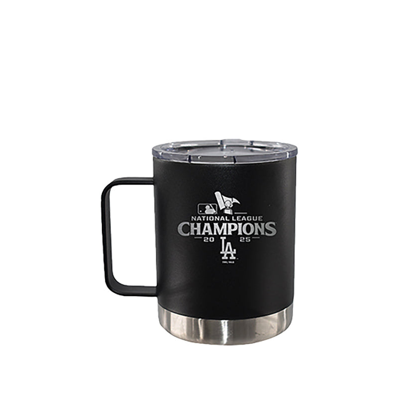 12oz Black Stainless Steel Lowball Tumbler with Handle, MLB National League Champs 2025, Etched, Los Angeles Dodgers