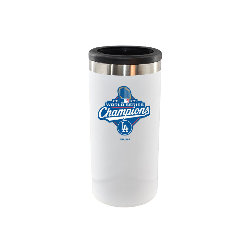 12oz White Stainless Steel Slim Can Holder, MLB World Series Champs 2025, Direct Print, Los Angeles Dodgers