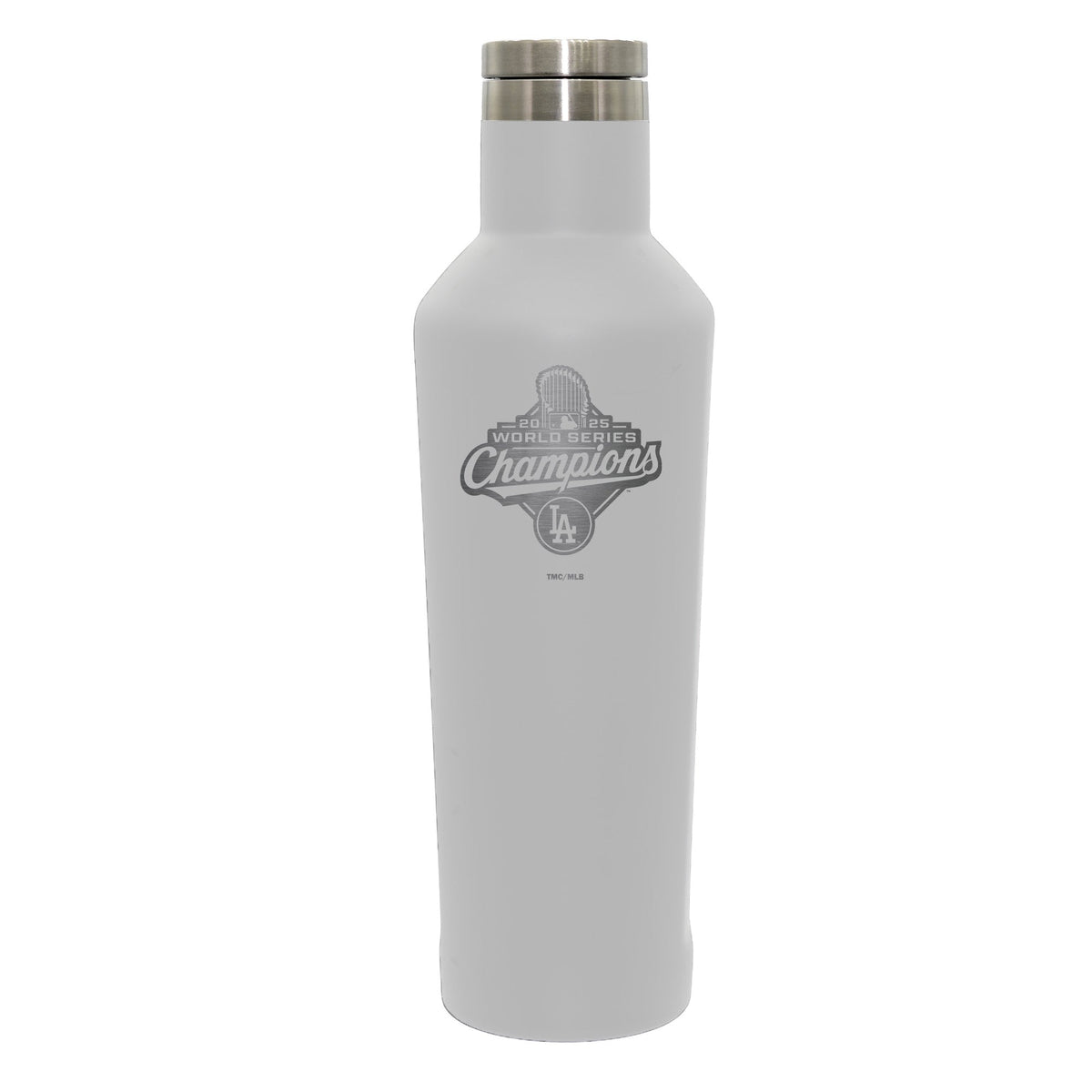 17oz White Stainless Steel Infinity Bottle, MLB World Series Champs 2025, Etched, Los Angeles Dodgers