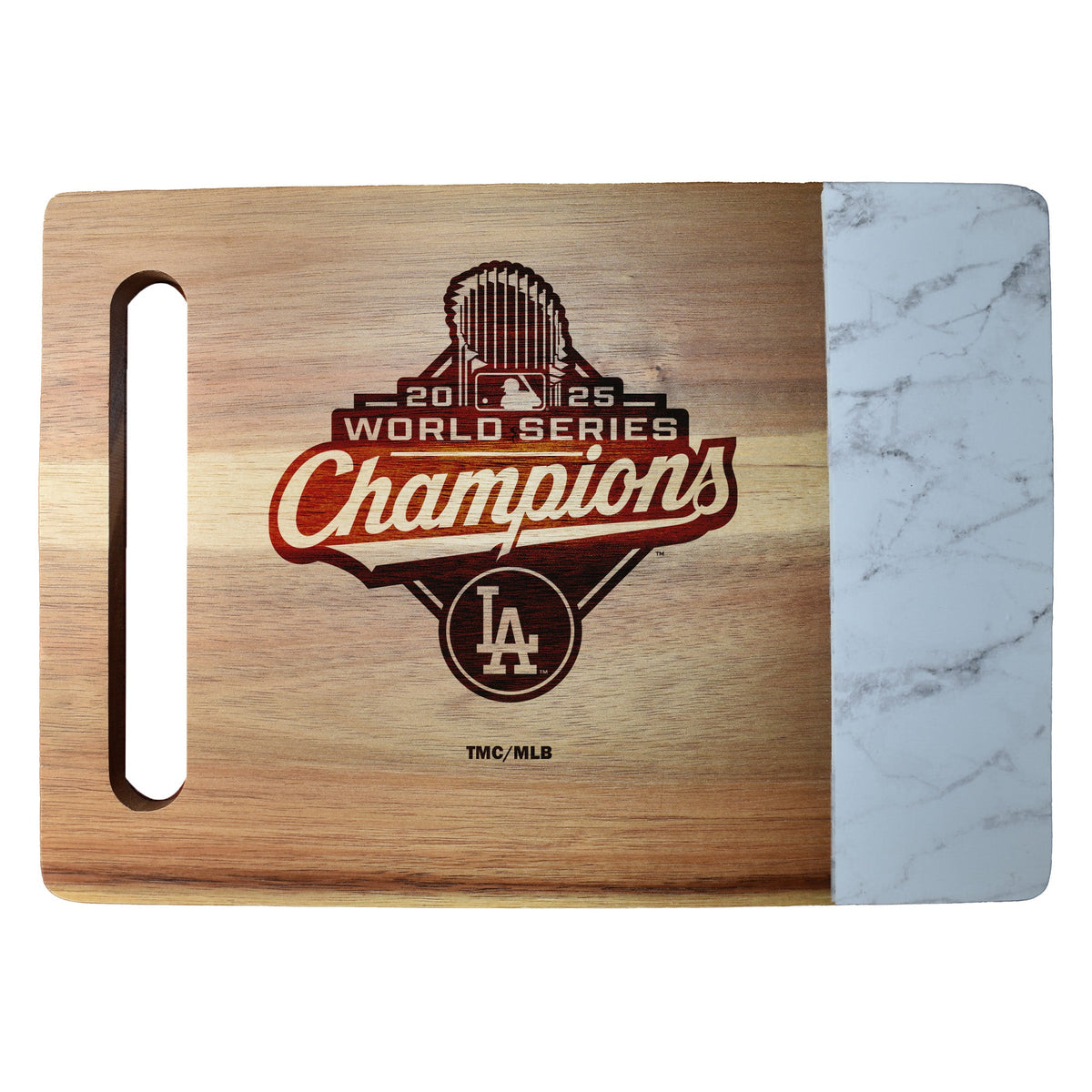 12x16in Acacia Cutting Board with Faux Marble, MLB World Series Champs 2025, Etched, Los Angeles Dodgers