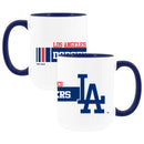 2pk 15oz White Mug w/Navy I/C, Dash Design, Los Angeles Dodgers