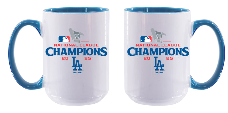 15oz White Mug with Inner Color, MLB National League Champs 2025, Sublimation, Los Angeles Dodgers