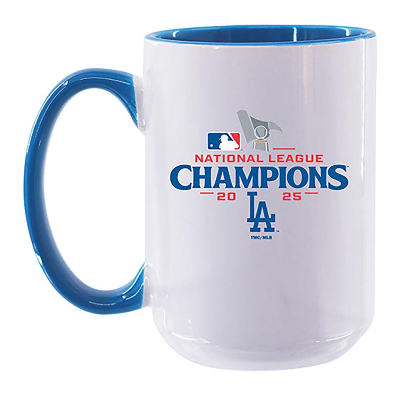15oz White Mug with Inner Color, MLB National League Champs 2025, Sublimation, Los Angeles Dodgers