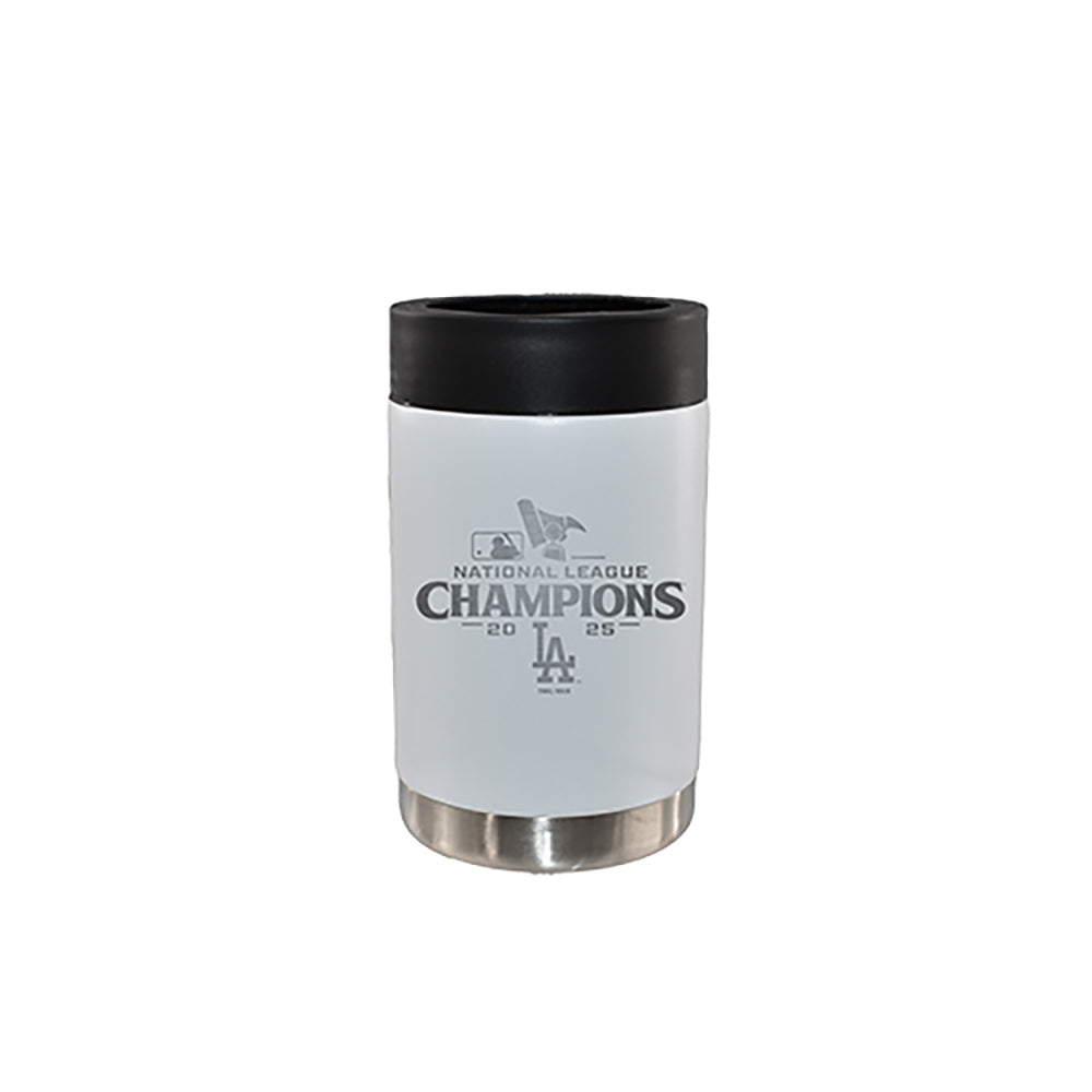 12oz White Stainless Steel Can Holder, MLB National League Champs 2025, Etched, Los Angeles Dodgers