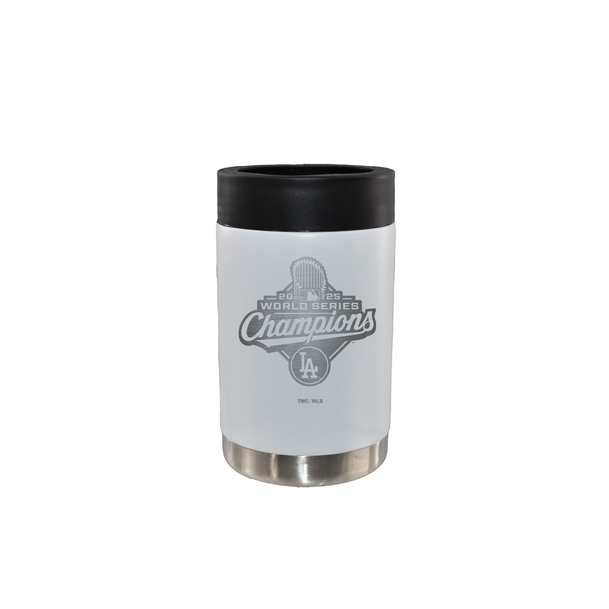 12oz White Stainless Steel Can Holder, MLB World Series Champs 2025, Etched, Los Angeles Dodgers