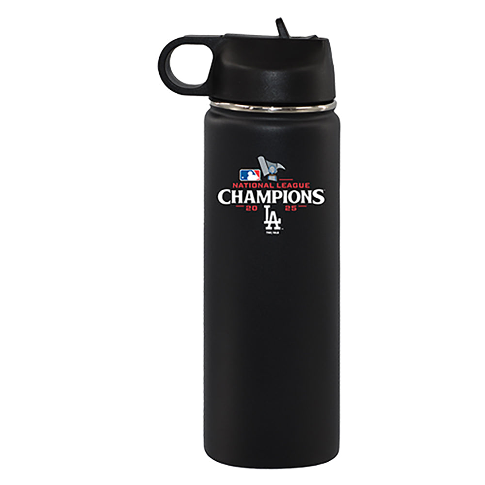 22oz Black Stainless Steel Water Bottle, MLB National League Champs 2025, Direct Print, Los Angeles Dodgers
