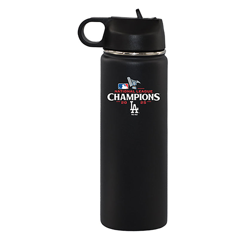 22oz Black Stainless Steel Water Bottle, MLB National League Champs 2025, Direct Print, Los Angeles Dodgers