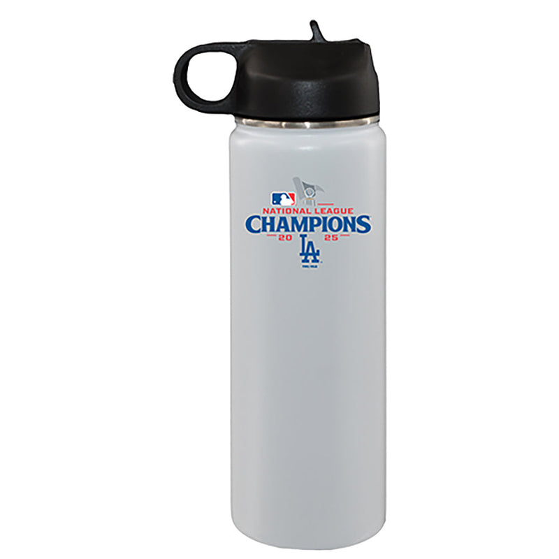 22oz White Stainless Steel Water Bottle, MLB National League Champs 2025, Direct Print, Los Angeles Dodgers