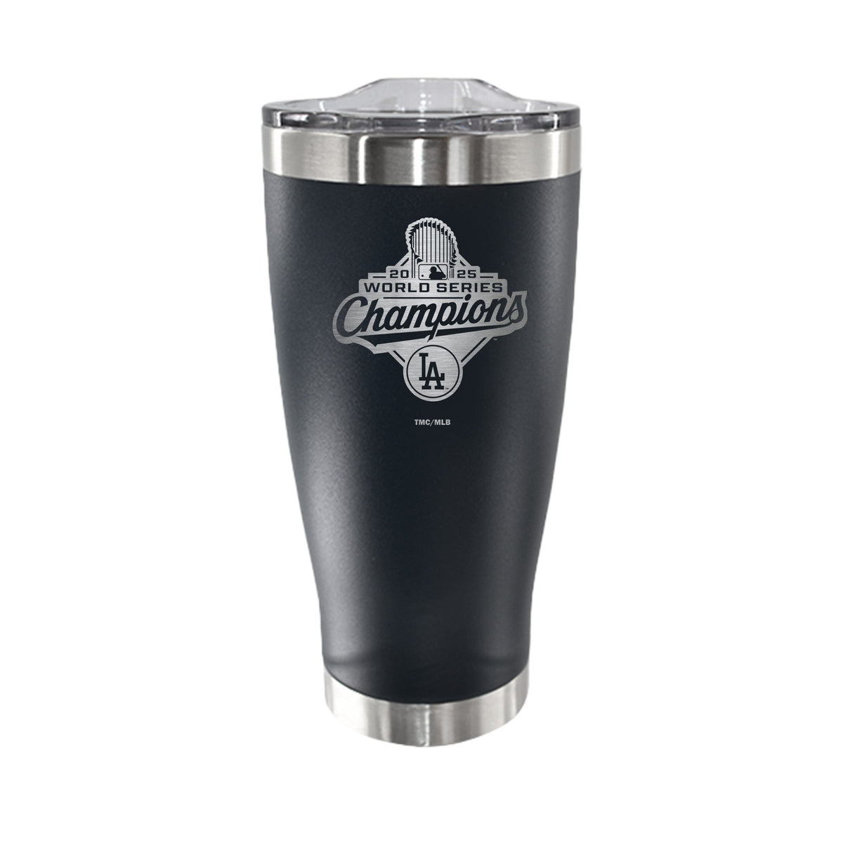 20oz Black Stainless Steel Tumbler, MLB World Series Champs 2025, Etched, Los Angeles Dodgers
