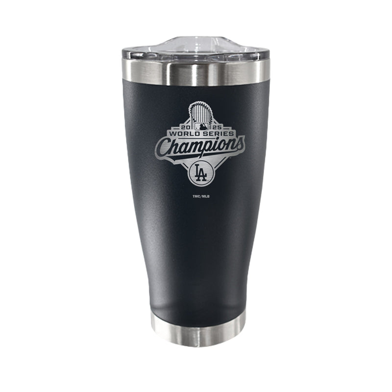 20oz Black Stainless Steel Tumbler, MLB World Series Champs 2025, Etched, Los Angeles Dodgers