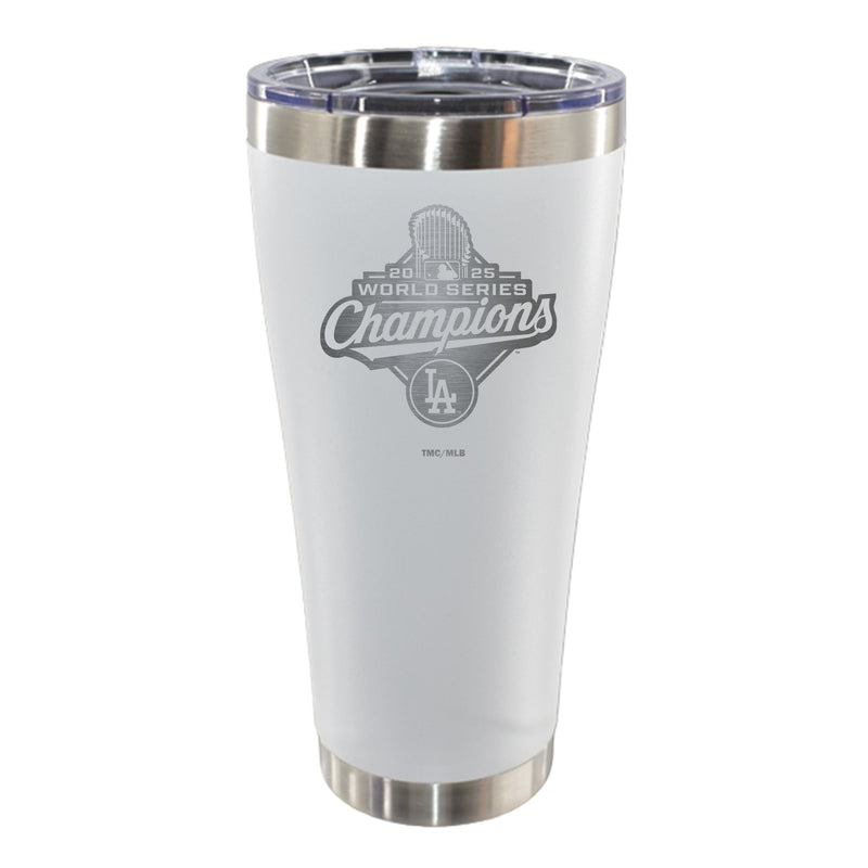 30oz White Stainless Steel Tumbler, MLB World Series Champs 2025, Etched, Los Angeles Dodgers
