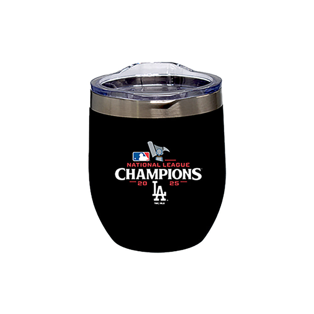 16oz Black Stainless Steel Stemless Tumbler, MLB National League Champs 2025, Direct Print, Los Angeles Dodgers