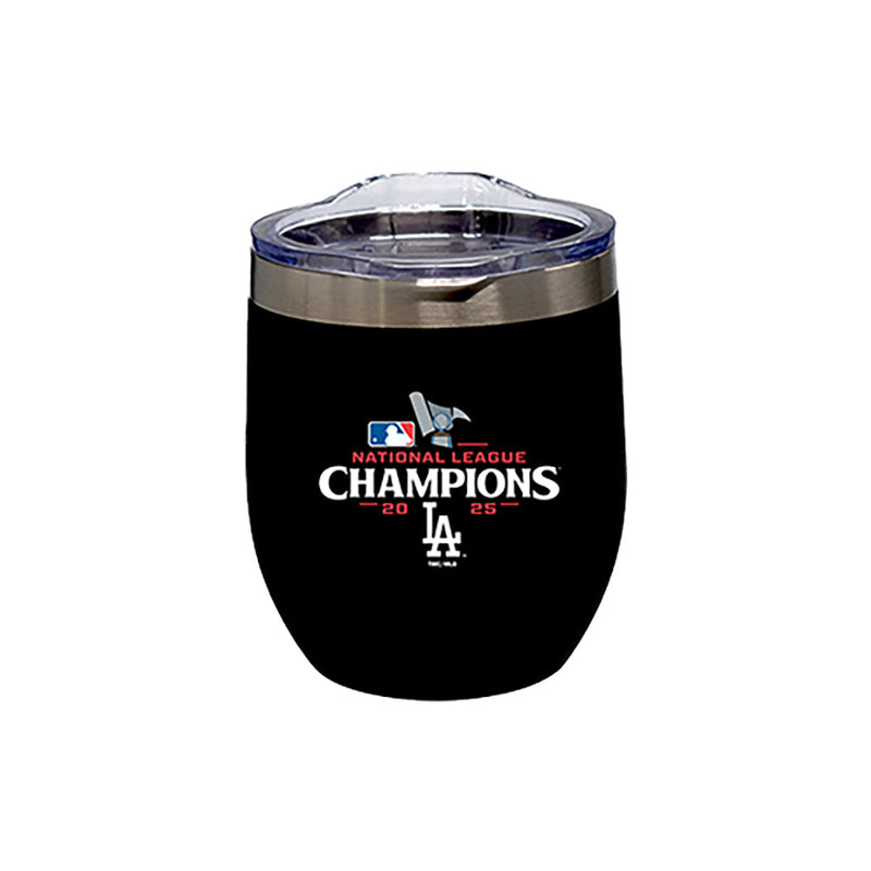 16oz Black Stainless Steel Stemless Tumbler, MLB National League Champs 2025, Direct Print, Los Angeles Dodgers