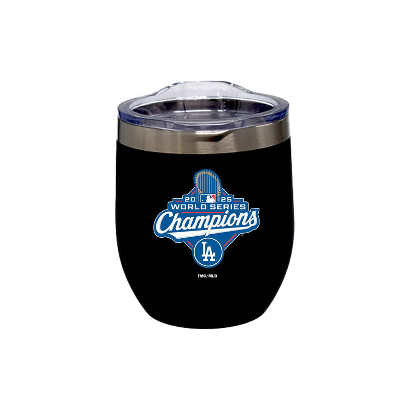 16oz Black Stainless Steel Stemless Tumbler, MLB World Series Champs 2025, Direct Print, Los Angeles Dodgers