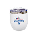 16oz White Stainless Steel Stemless Tumbler, MLB National League Champs 2025, Direct Print, Los Angeles Dodgers