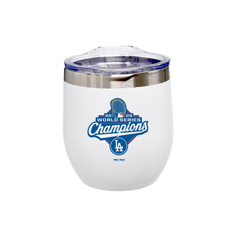 16oz White Stainless Steel Stemless Tumbler, MLB World Series Champs 2025, Direct Print, Los Angeles Dodgers