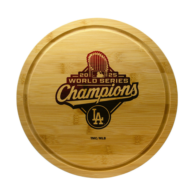 13in Bamboo Rotating Server, MLB World Series Champs 2025, Etched, Los Angeles Dodgers