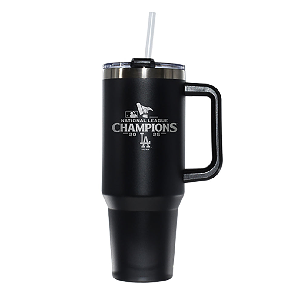 40oz Black Stainless Steel Colossal Tumbler, MLB National League Champs 2025, Etched, Los Angeles Dodgers