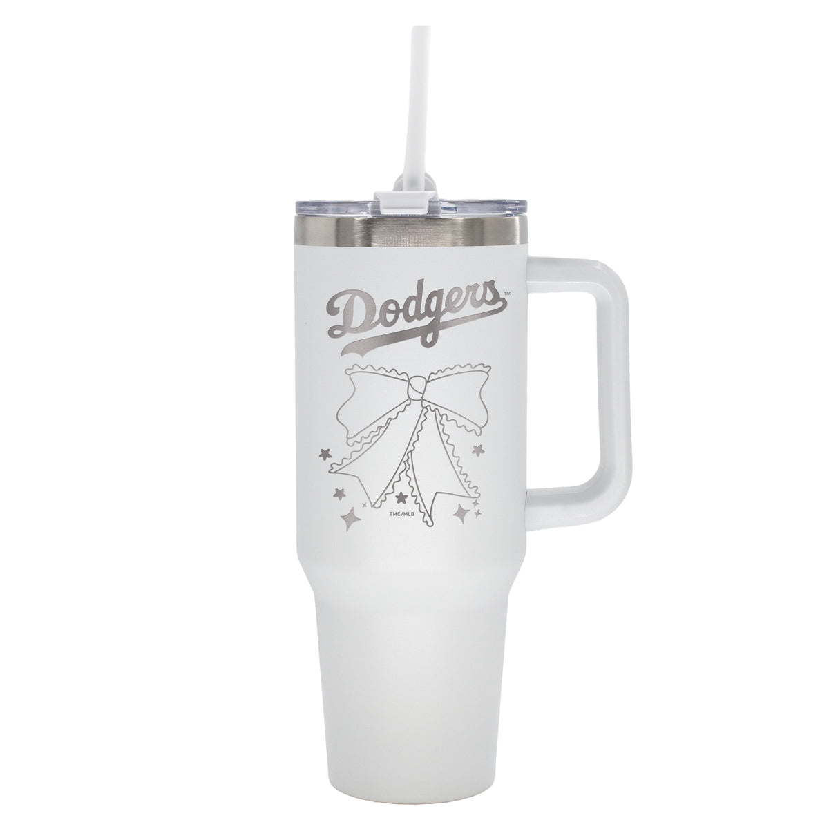  Dodgers 40oz Bow White Stainless Steel Colossal Tumbler 