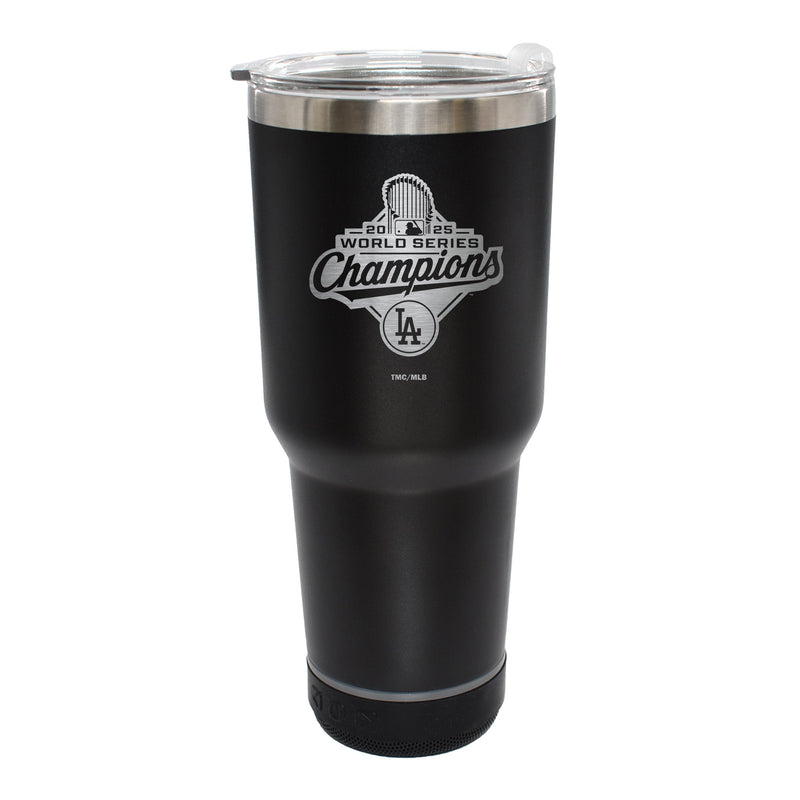30oz Black Bluetooth Tumbler, MLB World Series Champs 2025, Etched, Los Angeles Dodgers