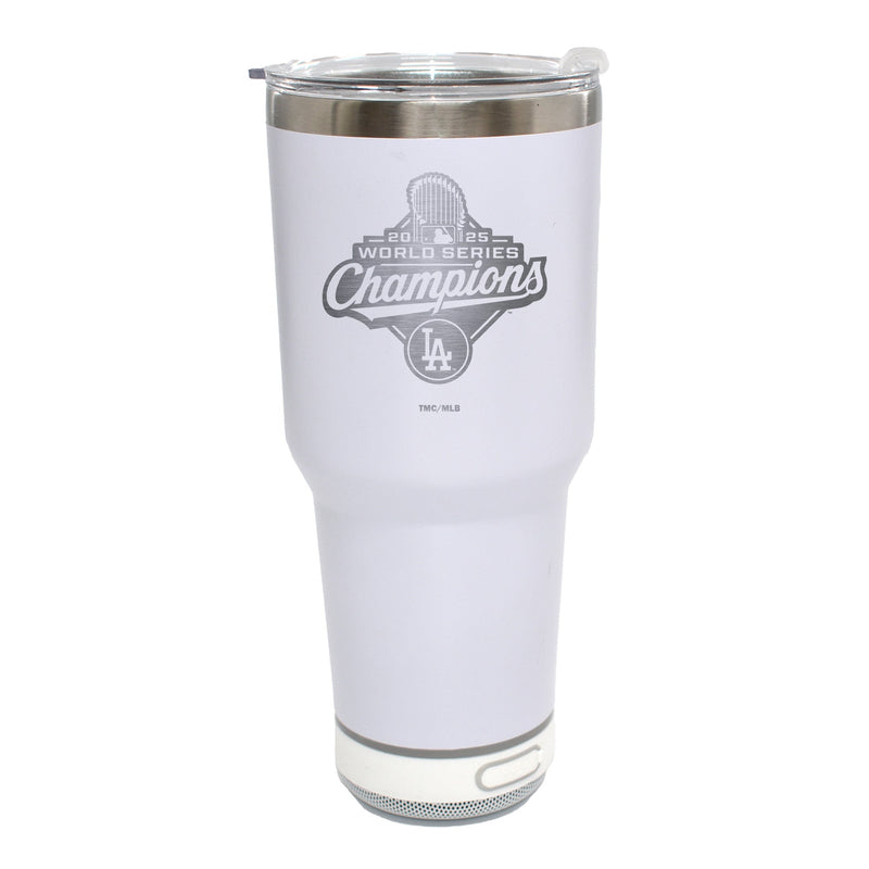 30oz White Bluetooth Tumbler, MLB World Series Champs 2025, Etched, Los Angeles Dodgers