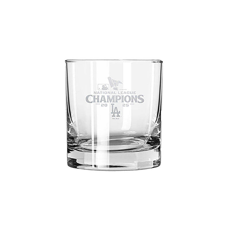 11oz Rocks Glass, MLB National League Champs 2025, Etched, Los Angeles Dodgers