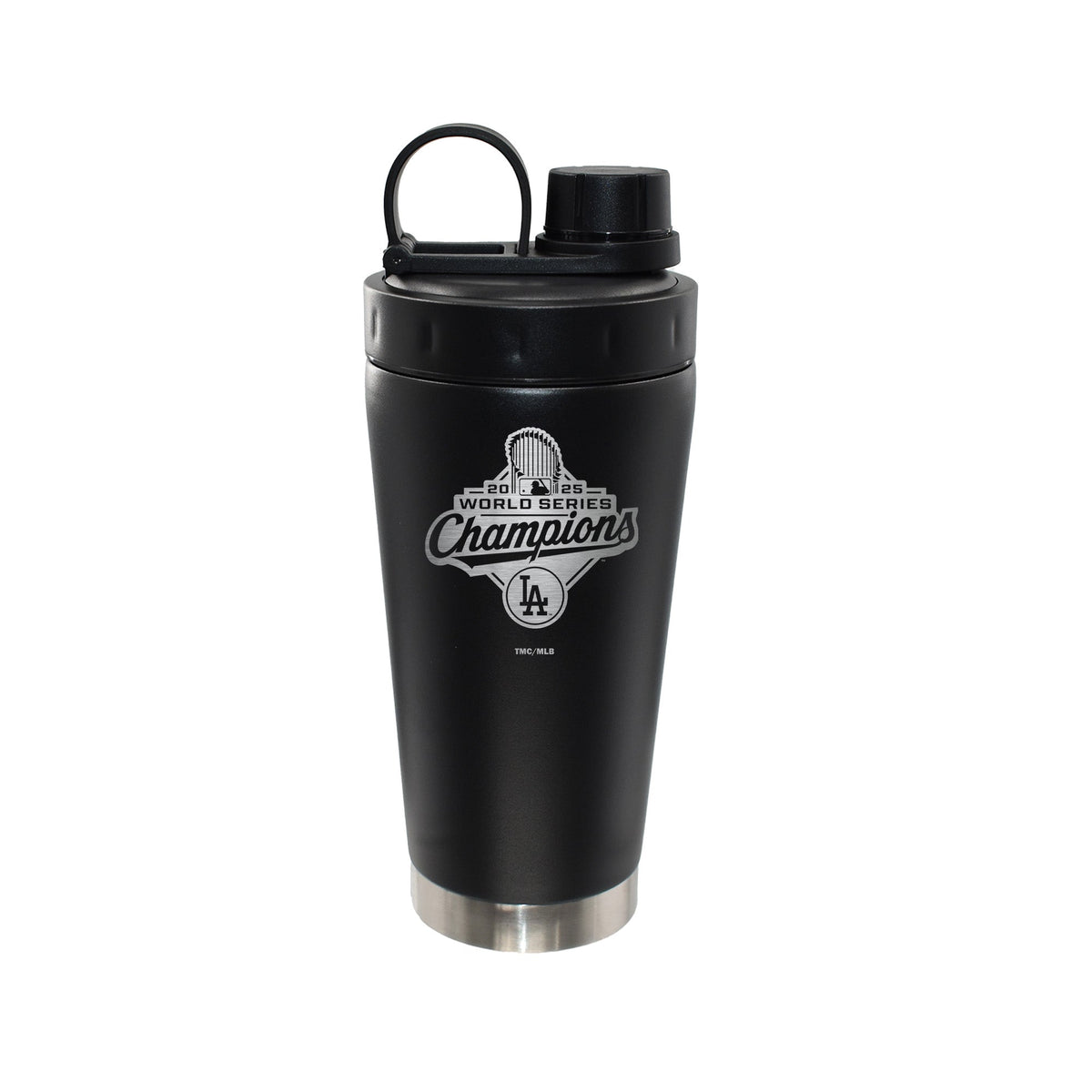 22oz Black Stainless Steel Beverage Blender Bottle, MLB World Series Champs 2025, Etched, Los Angeles Dodgers