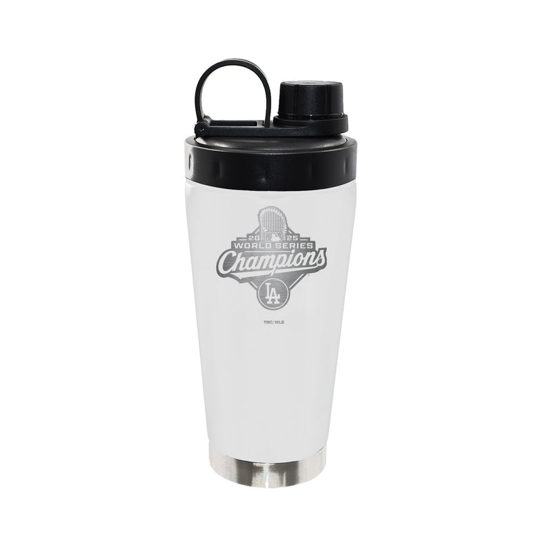 22oz White Stainless Steel Beverage Blender Bottle, MLB World Series Champs 2025, Etched, Los Angeles Dodgers
