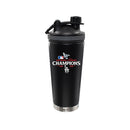 24oz Black Stainless Steel Beverage Shaker Bottle, MLB National League Champs 2025, Direct Print, Los Angeles Dodgers